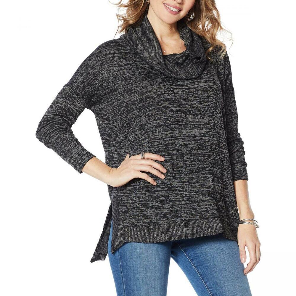 Skinnygirl Womens Cowl Neck Dolman Sleeve Top, Color Dark Gray, Size Medium NEW